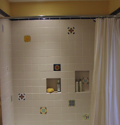 Beautiful Mexican tile  accents chosen by the customer.