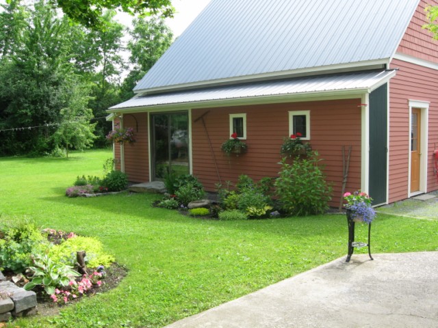 Barn provides nice backdrop for country gardens.