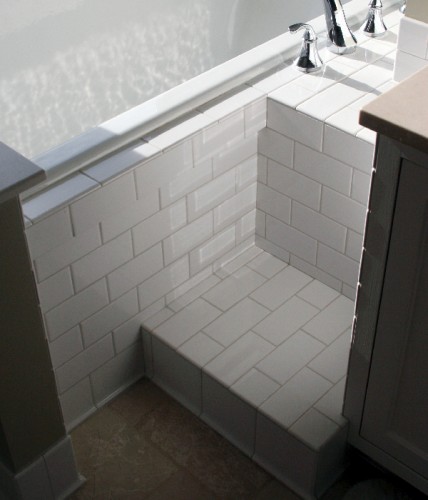 Subway tile steps for easy access.